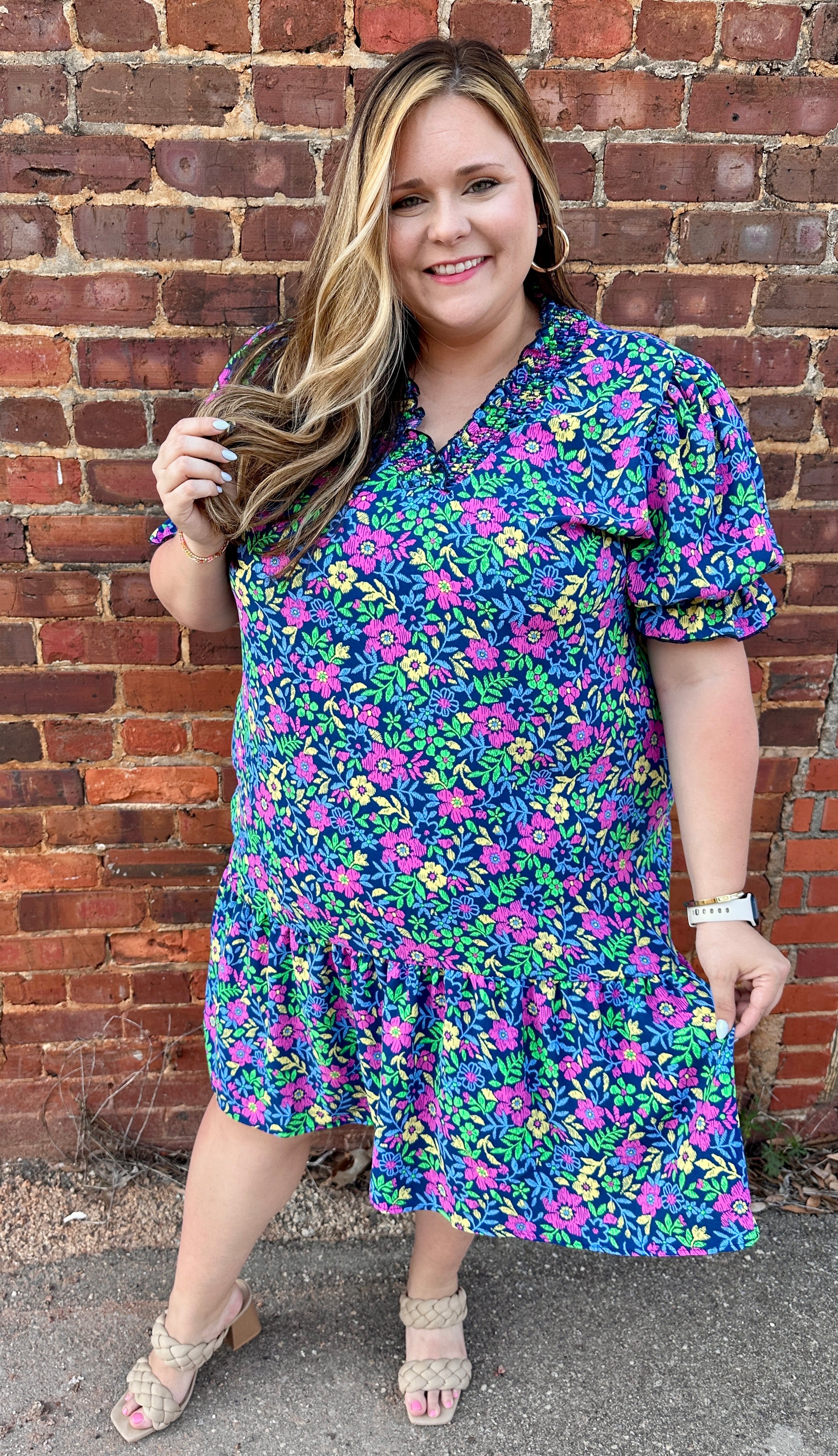Navy Floral Dress