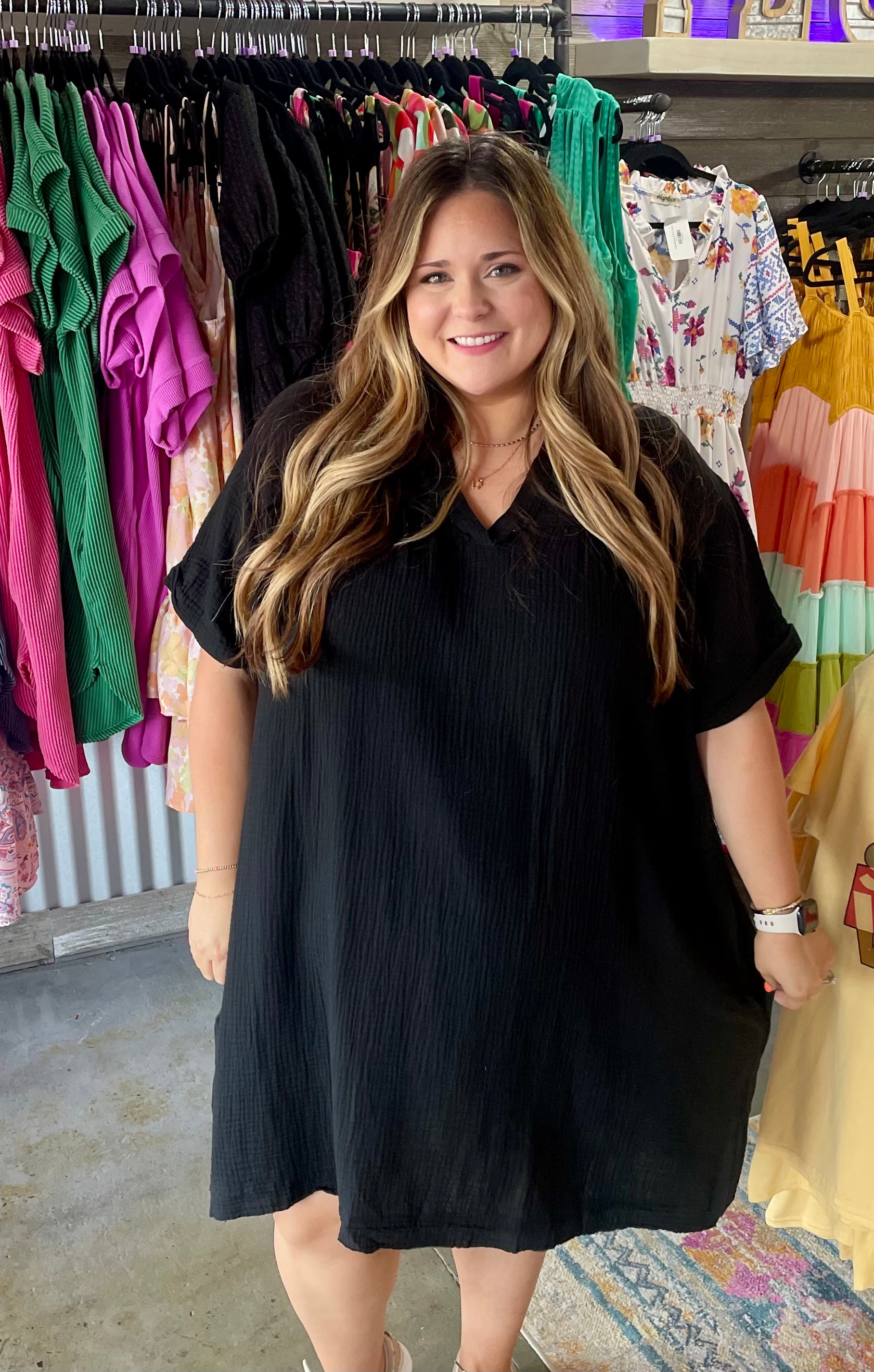 V-neck Gauze Dress