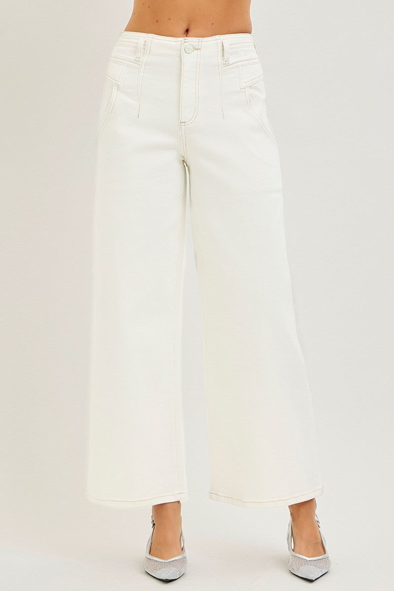 Cream Wide Leg Jeans