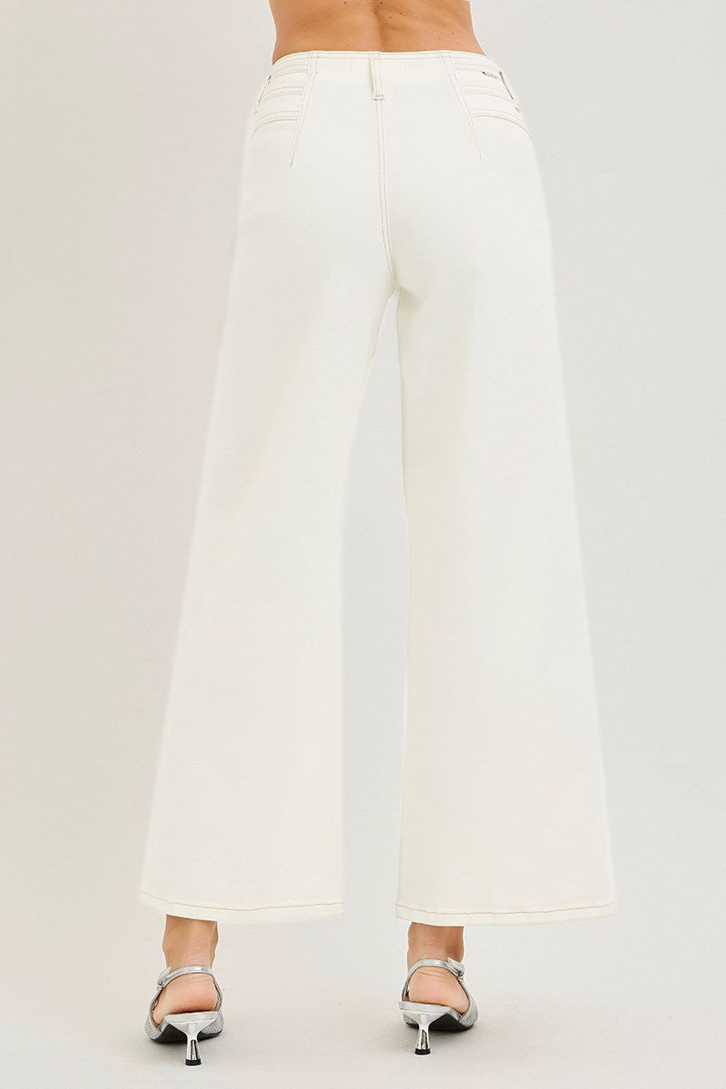 Cream Wide Leg Jeans