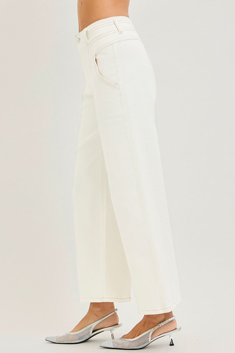 Cream Wide Leg Jeans