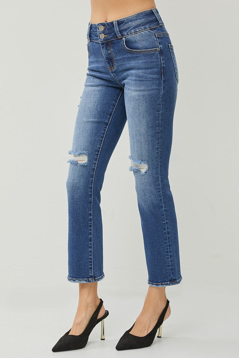 Risen Slim Straight Jeans