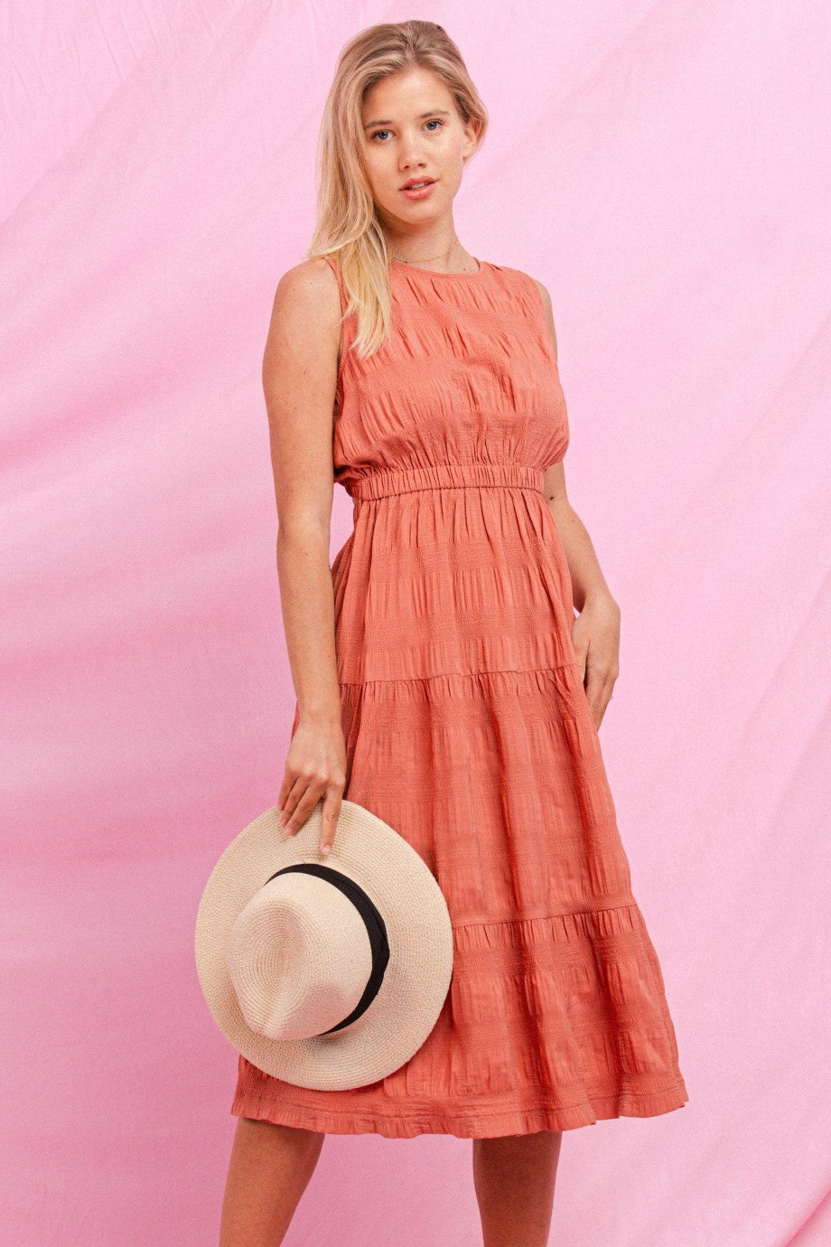 Solid Woven Tiered Dress