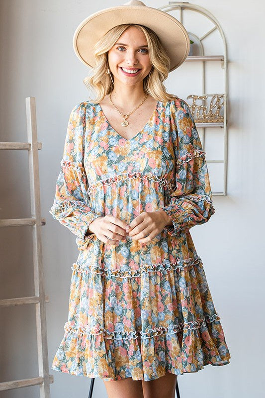 Fall Floral Tiered Dress