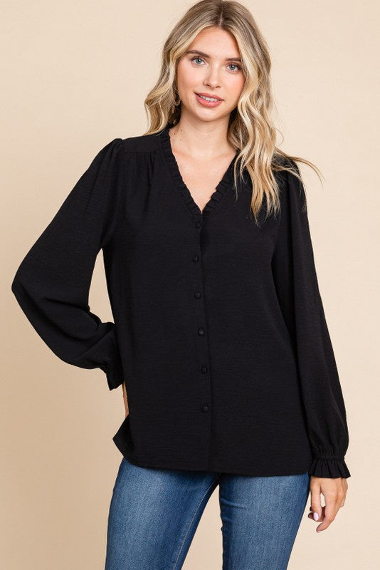 Frilled Button Down