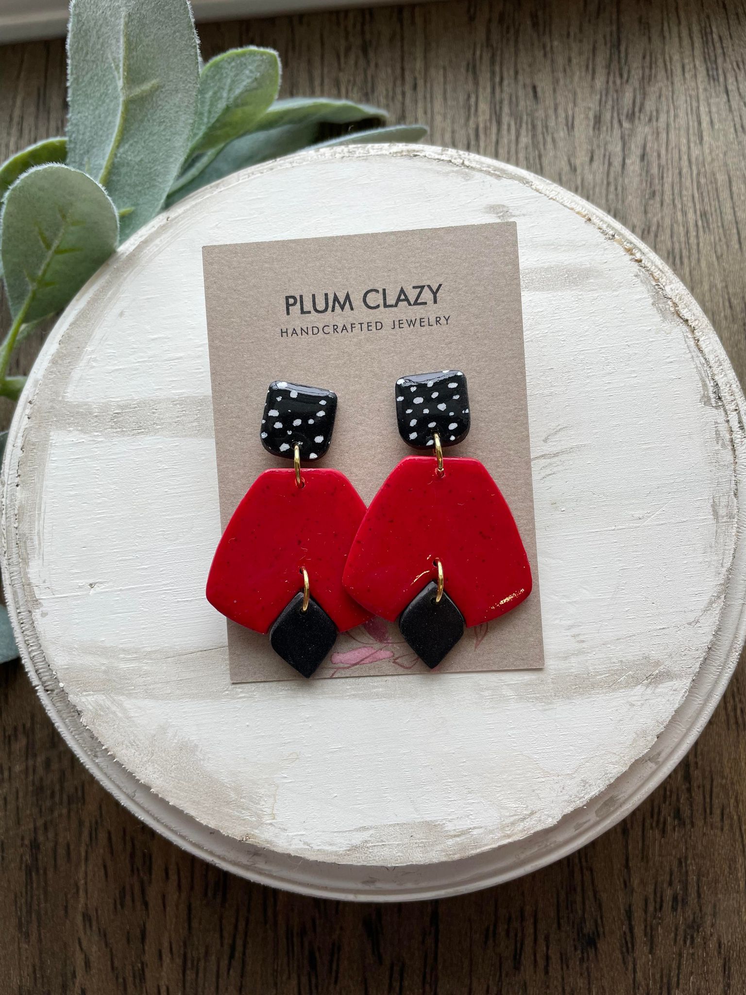 Red dangle earrings