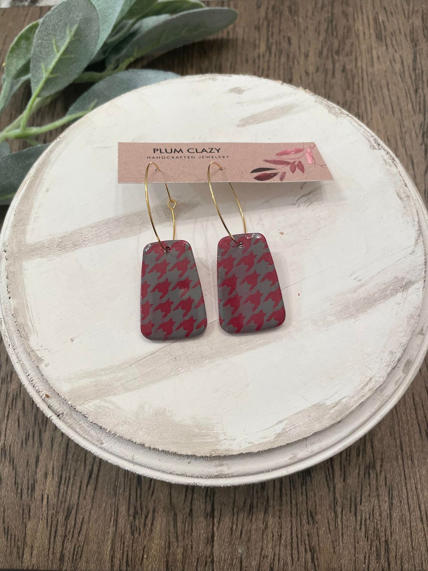 Grey and Crimson Houndstooth Hoops