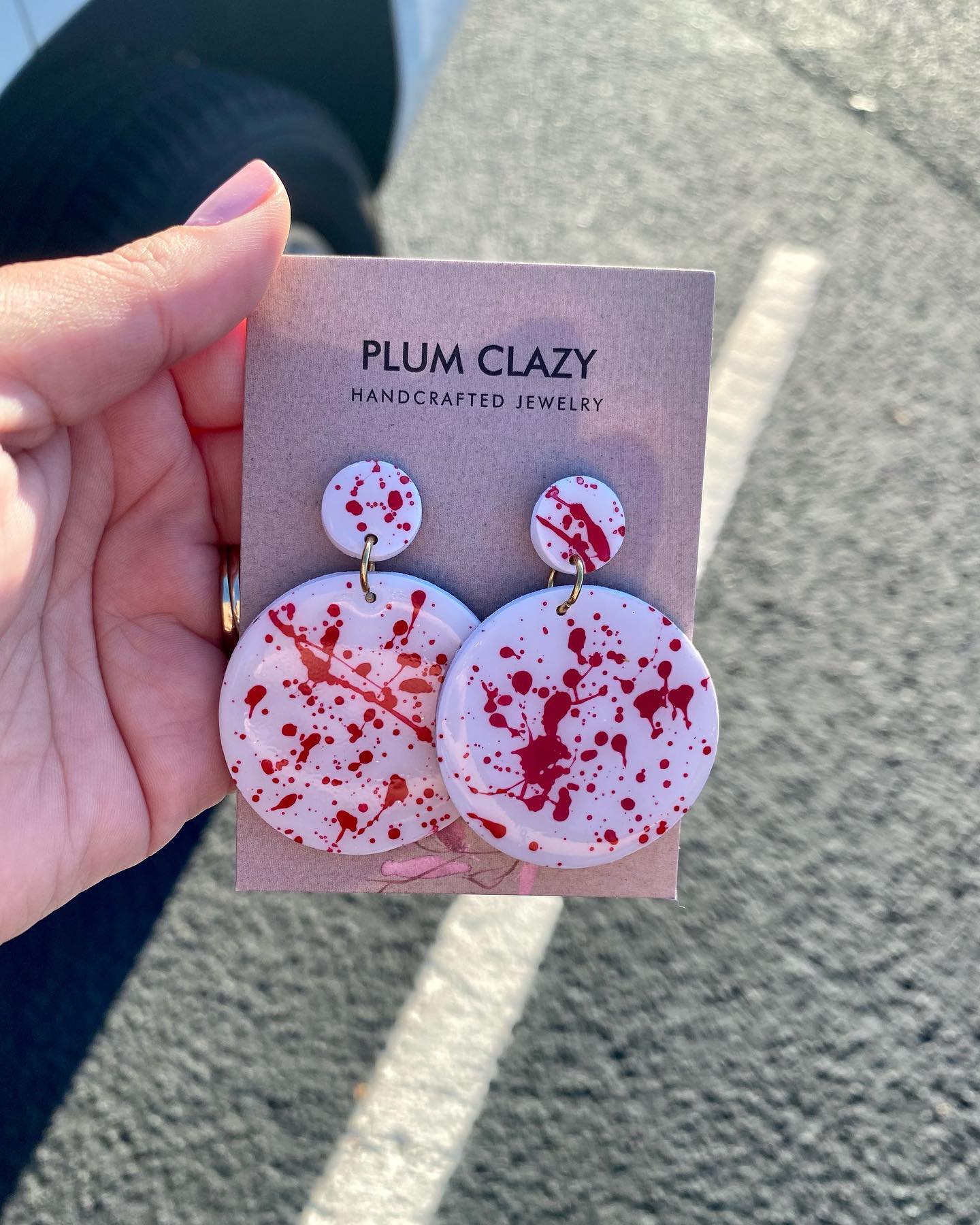 Blood splatter earrings