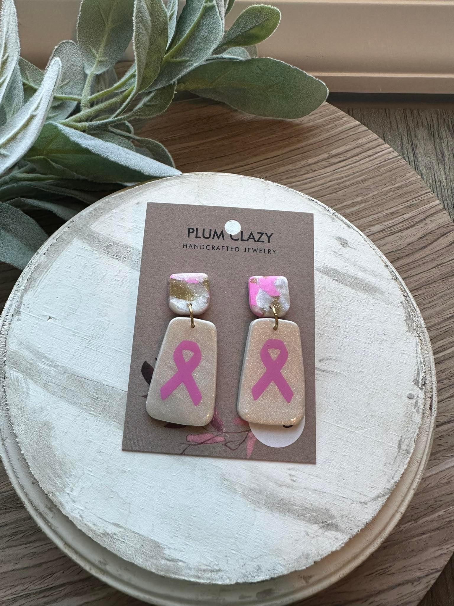 Breast cancer awareness earrings