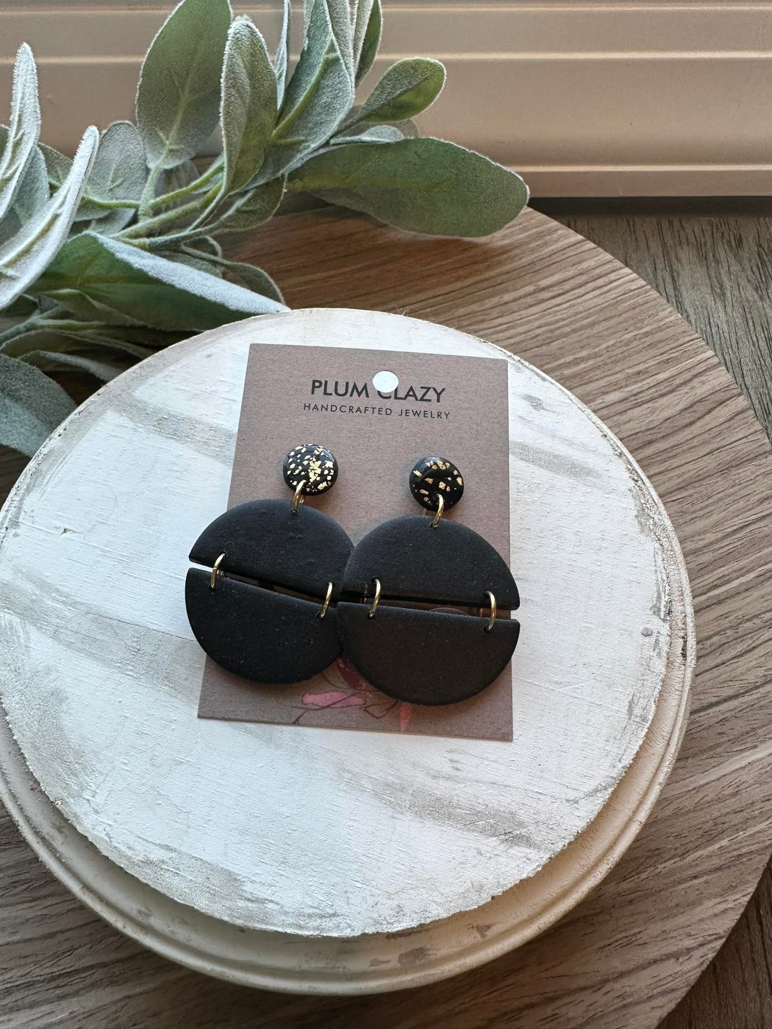 black circle earrings