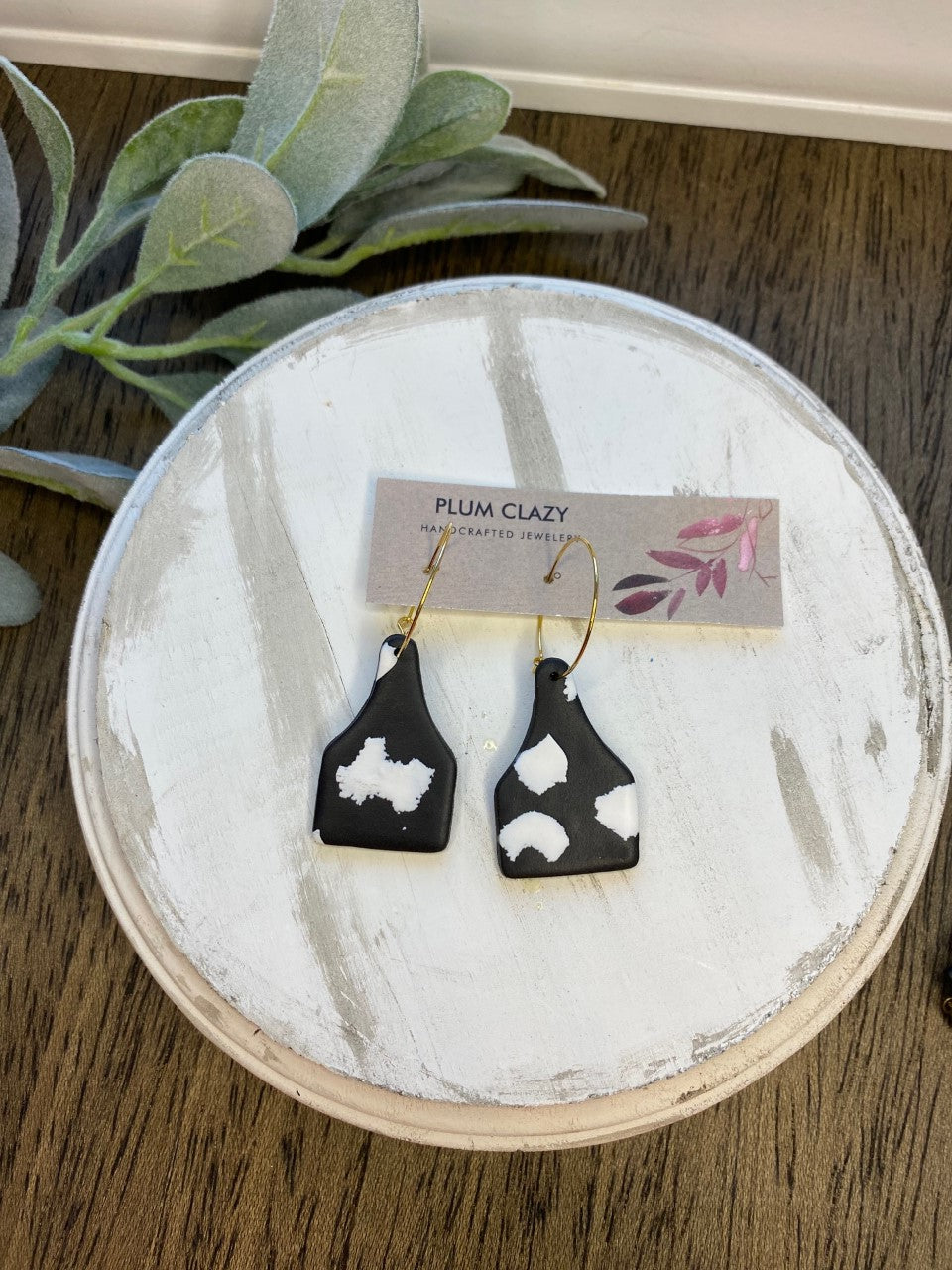 Cow tag earrings